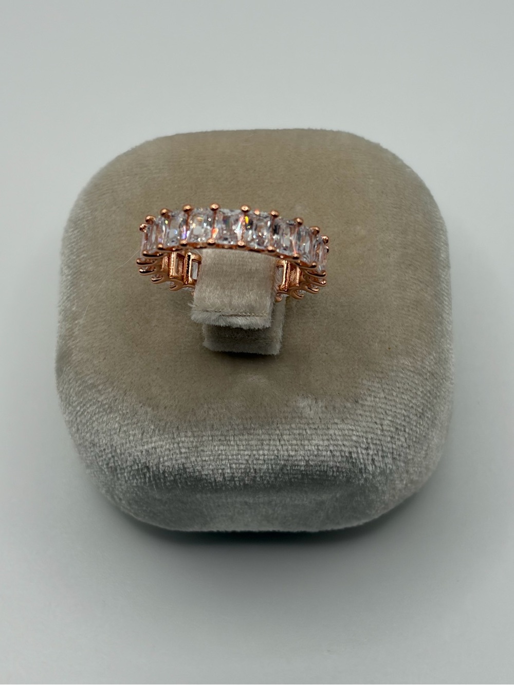 14K Rose Gold Moissanite Emerald-Cut Eternity Band